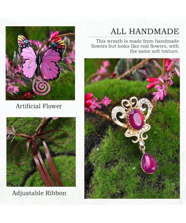 MOSTORY Fairy Crown Pink Butterfly Elf Headpiece Woodland Headband Elven Circlet Tiara for Women Christmas Halloween Renaissance Renfaire Cosplay - Buy Online on GoSupps.com