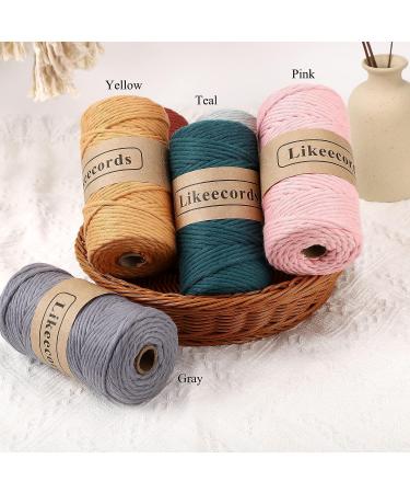 4mm Single Strand Yellow Macrame Cord - 80m Colored Cotton Rope for Wall Hangings, Plant Hangers & Crafts - Buy Online on GoSupps.com