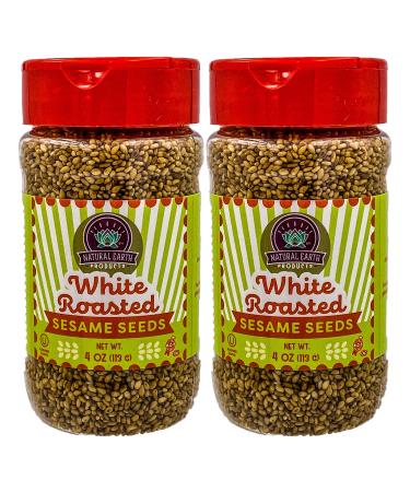 Natural Earth Products - White Roasted Sesame Seeds - Sesame Seeds for Nutritious Dishes, Teas & Seasonings - Baking, Cooking & Healthy Recipes - OU-Kosher Parve - 4 Oz (2-Pack, Total of 8 Oz) 4 Ounce (Pack of 2)