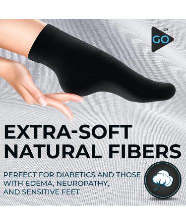 Dr. GO Ultra-Soft Neuropathy Socks for Men - Seamless Diabetic Socks, Non-Binding Top, Cushioned Sole - 4 Pairs, Black, Size 6-9 - Buy Online on GoSupps.com