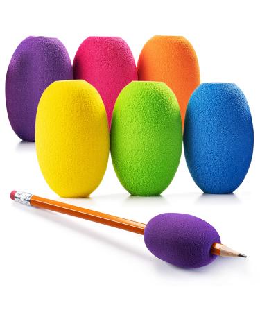 Special Supplies Egg Pen-Pencil Grips for Kids and Adults Colorful, Cushioned Holders for Handwriting, Drawing, Coloring - Ergonomic Right or Left-Handed Use - Reusable (6-Pack)
