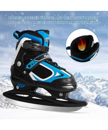 MammyGol Adjustable Ice Skating Shoes for Kids - Gray Blue Hockey Lace-Up Skate (Size L/XL) - Beginner Ice Skates for Boys and Girls - Buy Online on GoSupps.com
