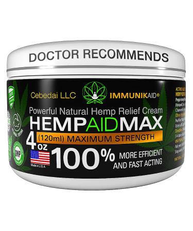Instant Hemp Cream - Made in USA - Muscle, Foot, Shoulder, Neck, Joints and Back - Natural Hemp Oil Extract Moisturizing Gel, Lotion, Balm