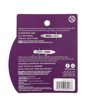 Goody Kids Slideproof Hair Snap Clips - Nostalgia Glitter (2 Count) | Hinge Clips for All Hair Types - Pain-Free Accessories for Women and Girls - Buy Online on GoSupps.com