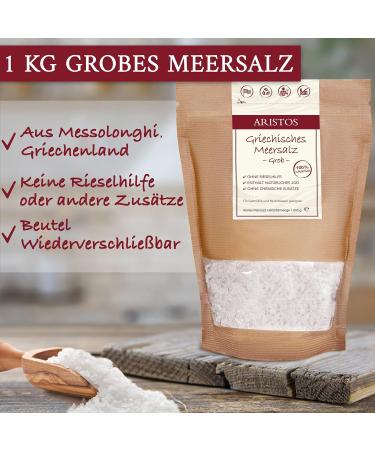 Coarse Sea Salt 1kg from Greece | Perfect for Salt Mills Pasta Rice & Roasting | ARISTOS - Buy Online on GoSupps.com