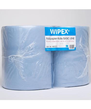 Wipex 48523 Blue Cleaning Paper - 3-Ply Low-Lint 38x36 cm - 2 Rolls for Superior Cleaning | International Shipping Available - Buy Online on GoSupps.com