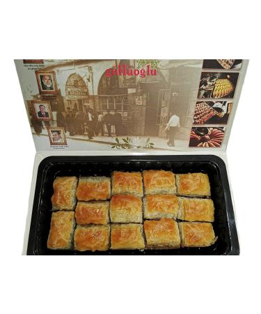 Gulluoglu Premium Dry Baklava with Walnut, Freshly Produced and Long Lasting, Traditional Turkish Baklava 500 Gr (1.1lb) (1 Pack) 1.1 Pound (Pack of 1)