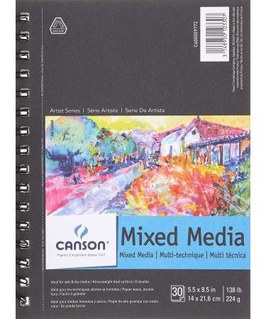 Canson Artist Series Mixed Media Paper, Wirebound Pad, 5.5x8.5 inches, 30  Sheets (138lb/224g) - Artist Paper for Adults and Students - Watercolor,  Gouache, Graphite, Ink, Pencil, Marker
