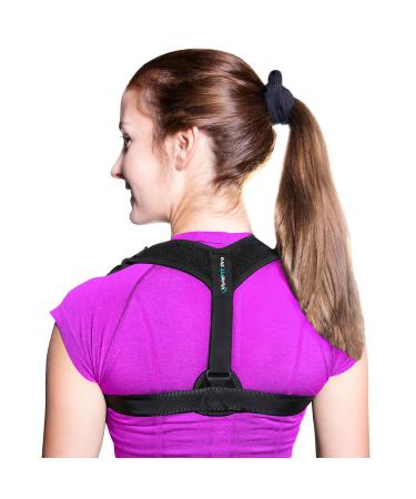Back Posture Corrector for Women and Men - Comfortable Upper Back Trainer Brace with Adjustable Front Straps - Shoulder and Clavicle Support - Discreet Under Clothes - Neck Pain Relief by VividFit Pro