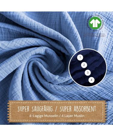 Buy Mimadu Bio GOTS Baby Muslin Spitting Towels | Organic Cotton 3-Pack for Boys & Girls - 60x30 cm (Ocean) - Buy Online on GoSupps.com