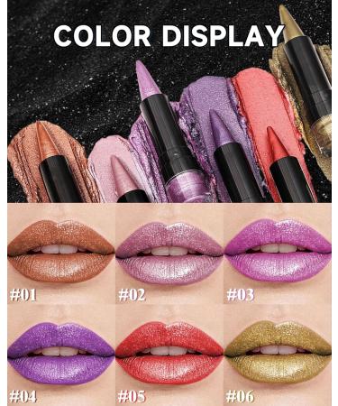 Rouge a Levre Paillet M tallique Rouge L vres Violet Clair Brillant Mat Longue Tenue Waterproof Lip Stain Haut Pigment Sans Transfert 2 in 1 Crayon a Levre Fard a Paupiere Maquillage Femme-02 02 Violet Clair - Buy Online on GoSupps.com