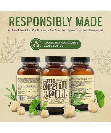 Organic Brain Pill 90 Capsules - Natural Brain Booster with Lions Mane, Ginkgo Biloba, Sage - Enhances Focus, Memory, Clarity - Energy Boosting Supplement - Buy Online on GoSupps.com
