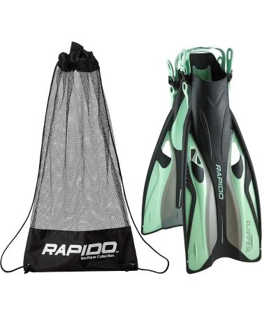 Phantom Aquatics Rapido Boutique Collection Flipper Open Heel Adjustable Snorkel Fin with Snorkeling Gear Carry Bag - Sea Green - S/M, 6-9 / EU: 38-42 - Buy Online on GoSupps.com