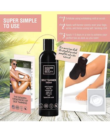 Organic Self Tanner Lotion with Hyaluronic Acid - Light to Medium Tan | 8.0 fl.oz - Buy Online on GoSupps.com