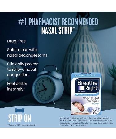Breathe Right Nasal Strips Clear Large 30ct - Easy Breathing Solution - Buy Online on GoSupps.com