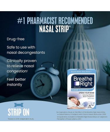 Breathe Right Original Nasal Strips - Clear, Sm/Med, Sensitive Skin - Stop Snoring & Congestion - 30 ct - Buy Online on GoSupps.com