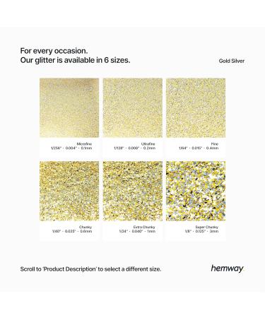 Hemway Premium Ultra Sparkle Glitter - Multi-Purpose Metallic Flake for Arts Crafts Nails Cosmetics - Gold Silver Super Chunky (100g) - Perfect for Festivals & Face/Hair Applications - Buy Online on GoSupps.com