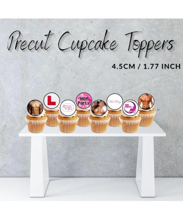 PRECUT Hen Party Cupcake Toppers Edible Ladies Night Cake Decorations Edible Bachelorette Cake Decorations Hen Night Cupcake Decoration Naughty Butler Cake Topper (12) - Buy Online on GoSupps.com