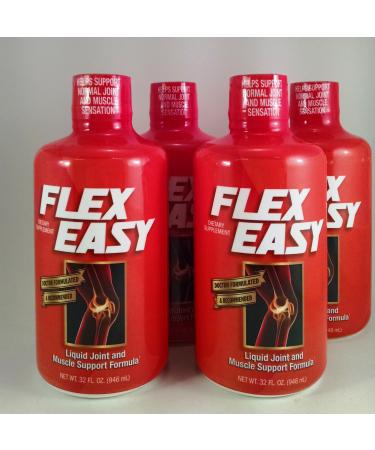 4-32 oz Bottle - Flexeasy Liquid Joint & Muscle Support Formula Plus 4 Free CA Healthy Coffee Samples with Ganoderma
