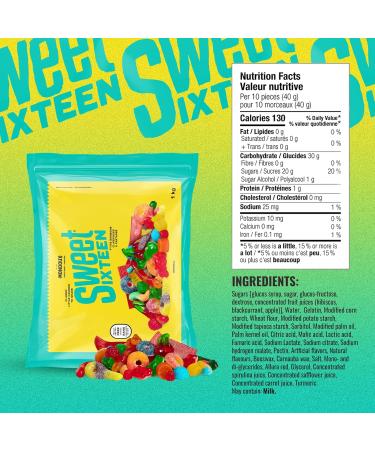 Sweet Sixteen Original Candy Classic Mix of Sweet and Sour-Coated Gummies 1kg per Pack Peanut & Nut-Free Candies Soft Chewy and Always Fresh 1 kg - (Pack of 1) - Buy Online on GoSupps.com
