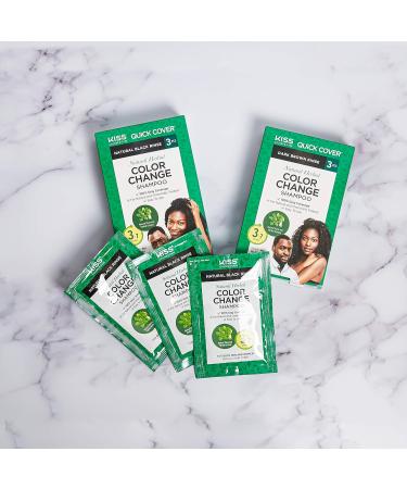 Kiss Quick Cover Natural Herbal Color Change Shampoo 3 Pack - Natural Black - Buy Online on GoSupps.com