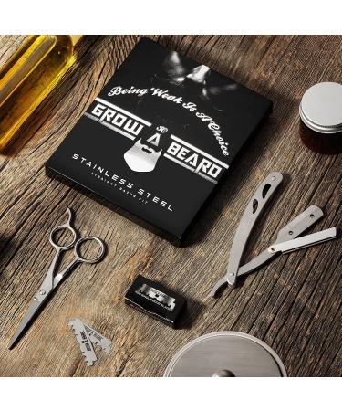 Barber Kit: Straight Razor with 50 Single Blade Razors & Scissors - Professional Barber Supplies - Buy Online on GoSupps.com