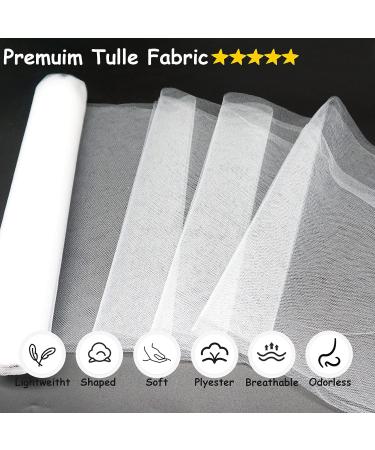 Ableme Deco White Tulle Fabric Roll - 54 Inch x 10 Yards (30 ft) for Wedding Decoration, Tutu Skirt, Gift Wrapping - Soft & Drape - White - Buy Online on GoSupps.com