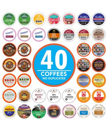 Coffee Pods Variety Pack Sampler, Assorted Single Serve Coffee for Keurig K Cups Coffee Makers, 40 Unique Cups - Great Coffee Gift Coffee Variety