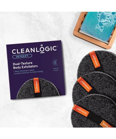 Cleanlogic Detoxify Purifying Charcoal Infused Exfoliating Body Scrubber - 3 Count Value Pack - Buy Online on GoSupps.com