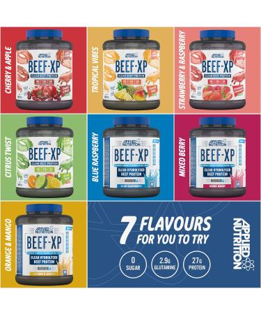 Applied Nutrition Beef XP 1.8kg - Mixed Berry Flavor | Hydrolysed Beef Protein Isolate Powder | Dairy & Lactose Free | Zero Sugar | Low Fat | 60 Servings - Buy Online on GoSupps.com