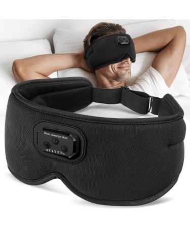 Flashmen 3D Bluetooth Sleep Mask White Noise Timer Sleep Mask for Side Sleeper Auto-Off Block Out Light Cooling Eye Sleep Mask with Bluetooth Headphones