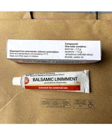 Balsamic Liniment (Vishnevsky Ointment) - Antiseptic & Disinfectant for Wounds Ulcers & Bedsores | Birch Tar & Castor Oil (40g - Buy Online on GoSupps.com