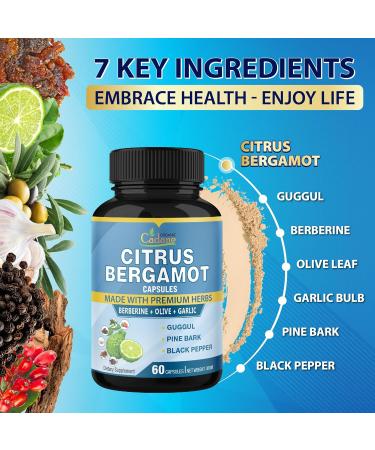 Cadane 2 Packs Citrus Bergamot Extract Capsules with Berberine Olive Guggul Garlic Pine Bark Black Pepper | 4 Months Supply - Buy Online on GoSupps.com