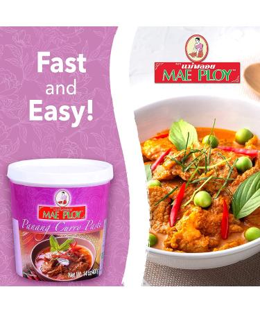 Mae Ploy Panang Curry Paste 14 oz - Authentic Thai Paste with Herbs, Spices & Shrimp Paste - No MSG - Perfect for Thai Curries & Dishes - Buy Online on GoSupps.com