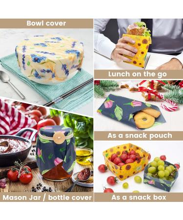 Green4Gaia Reusable Beeswax Food Wrap - Assorted 6 Pack | Organic Cotton Beeswax Wraps with Flower Print | Eco-Friendly Plastic Wrap Alternative - Buy Online on GoSupps.com