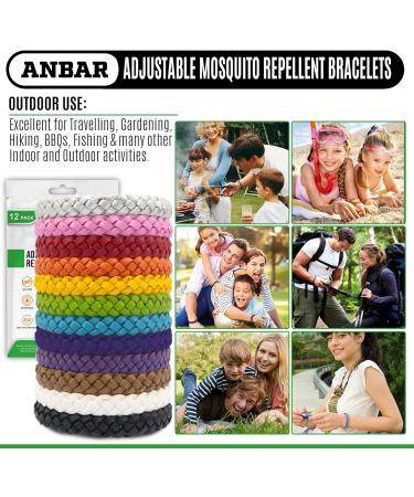 Anbar Leather Mosquito Repellent Bracelets for Adults and Kids 12 Pack Deet Free All-Natural Anti-Mosquito Tick and Insect Essential Oils 300-Hour Waterproof Outdoor Protection (Solid) - Buy Online on GoSupps.com