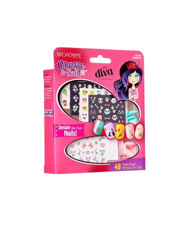 KISS Broadway Little Diva Nail Art Kit | Safe for Natural Nails | 250+ Stickers & 48 Ready-To-Wear Nails | Mom Approved International Shipping - Buy Online on GoSupps.com