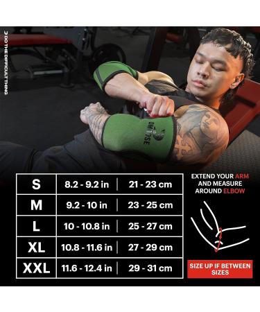 5mm Neoprene Elbow Sleeves for Weightlifting & Powerlifting | USPA Approved | Medium Black-Green - Buy Online on GoSupps.com
