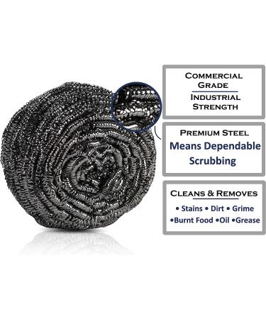 Brheez Stainless Steel Scouring Pads Medium 30g - 12 Pack Heavy Duty Steel Wool Scrubbers - Industrial & Commercial Grade - Individually Wrapped - Buy Online on GoSupps.com