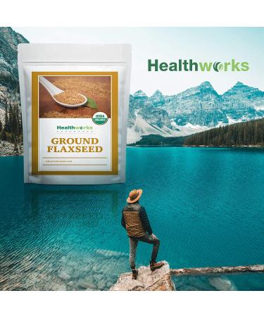 Healthworks Flax Seed Ground Powder- 32 Ounces - Raw Organic Superfood for Protein, Fiber, Omega 3 & Lignan - Ideal for Smoothies, Coffee, Shakes & Oatmeal - Buy Online on GoSupps.com