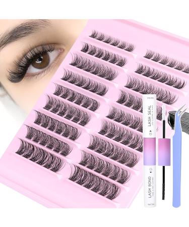 PHKERATA Wispy Cluster Lashes Kit - 108Pcs C Curl Natural Eyelash Clusters with Bond, Seal, and Tweezers | Individual Eyelashes Extension Set (0.07D 8-16MM) - Natural Look - Buy Online on GoSupps.com