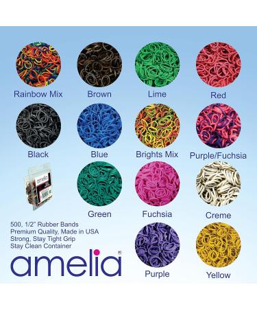 Amelia Beauty Rubber Bands Premium US Made Rubber Hair Ties Ideal for Ponytails Convenient Re-closable Container 500 Count - Rainbow Mix - Buy Online on GoSupps.com