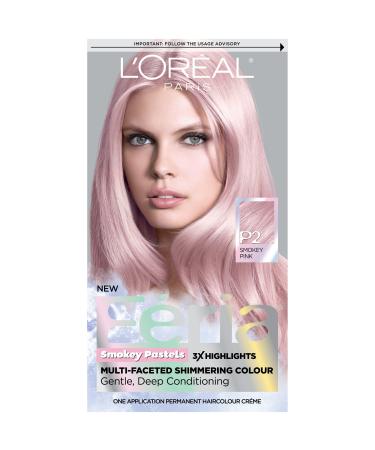 L'Oreal Paris Feria Multi-Faceted Shimmering Permanent Hair Color  P2 Rosy Blush (Smokey Pink) 1 Count (Pack of 1) SILVER & PINKS P2 Rosy Blush (Smokey Pink)
