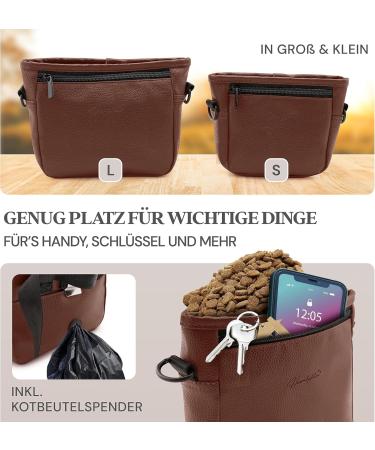 Heimatpfoten Leather Imitation Dog Feeding Bag - Dark Brown One-Hand Magnetic Closure for Treats - Buy Online on GoSupps.com