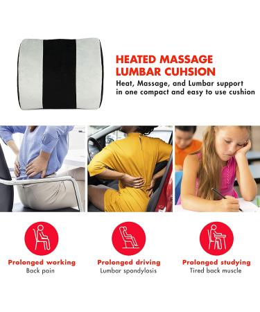 HealthMate IN9514 Heated Massage Lumbar Cushion - Lower Back Support | New Soft Velour Material - Buy Online on GoSupps.com