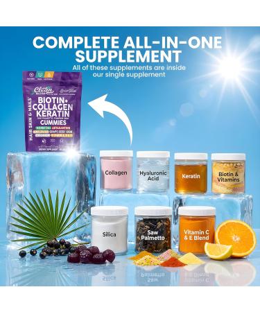 Clean Nutra GrowVana Hair Growth Gummies - Biotin Collagen Keratin Saw Palmetto Astaxanthin Ahiflower Iron Vitamin A D E Pumpkin Seed Horsetail Grape Seed Organic Vegan Gummy Supplement 60 Count - Buy Online on GoSupps.com