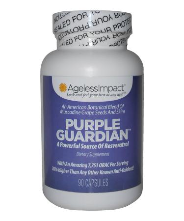 Purple Guardian Resveratrol with ORAC Blend of Pulverized Muscadine Grape Seeds & Skins Veggie Caps 700mg 90-Count