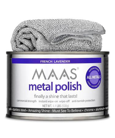 MAAS Metal Polish 1.1lb Can Plus Free Cloth Universal Metal Cleaner for All Metals Clean Polish and Protect Silver Brass Copper and More Tarnish Remover and Silver Cleaner for Jewelry