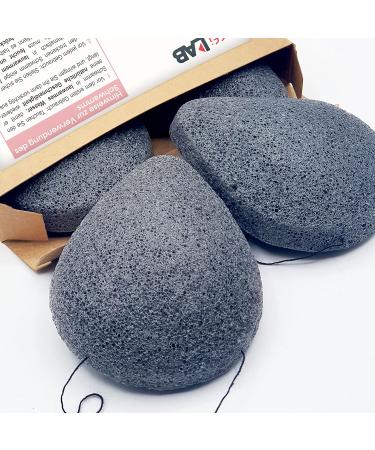 Bio-Konjac Face Sponge Set with Activated Carbon | 4 Drop-Shaped Natural Cleansing Sponges - Eco-Friendly Skincare - Buy Online on GoSupps.com