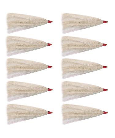Bucktail Teasers Fishing Teaser Lures 10pcs Saltwater Bucktail for Teasers, Plugs - Fishing Cod Buck Tail Slide Teaser Kit Beige